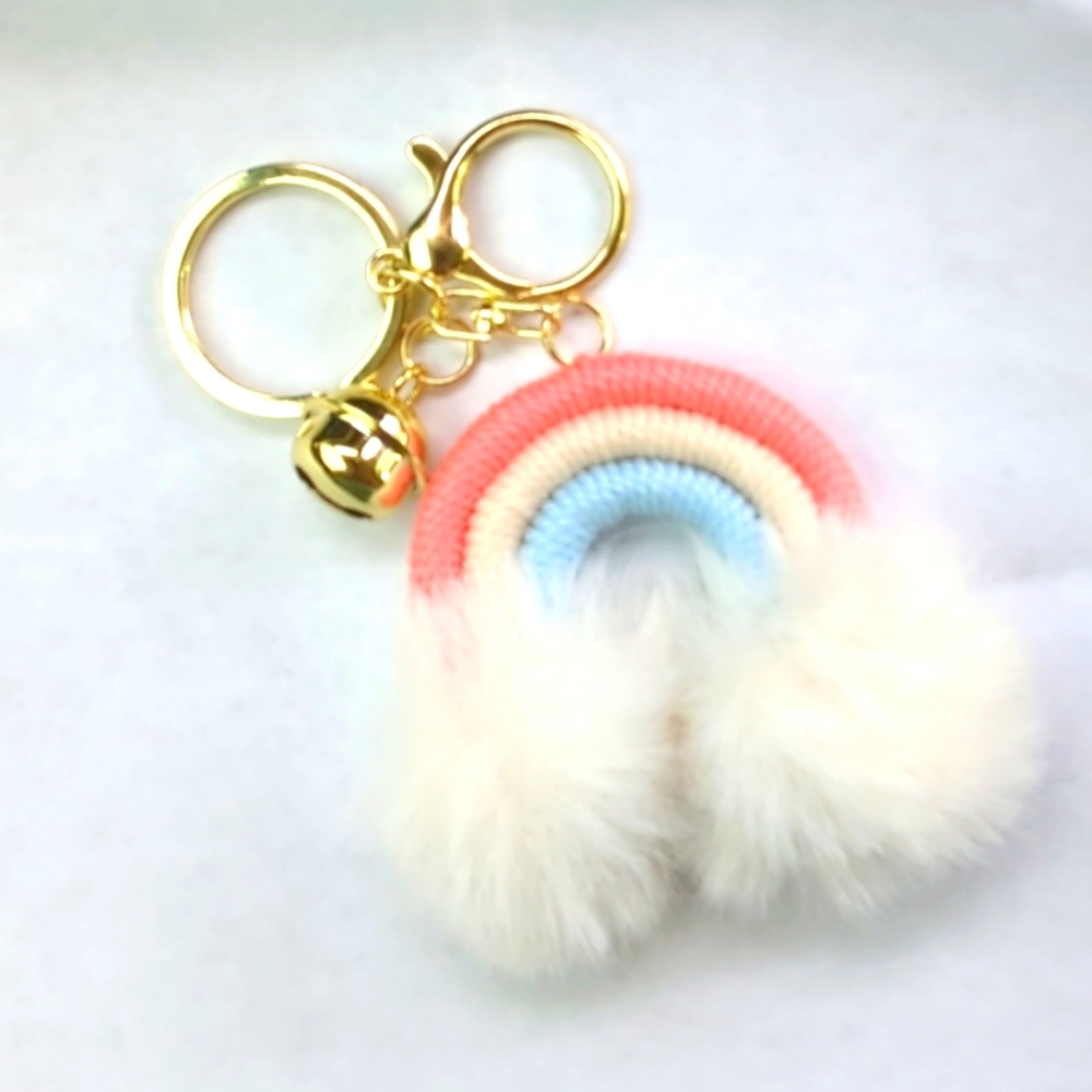 Rainbow keychain charm bags, keys, backpack